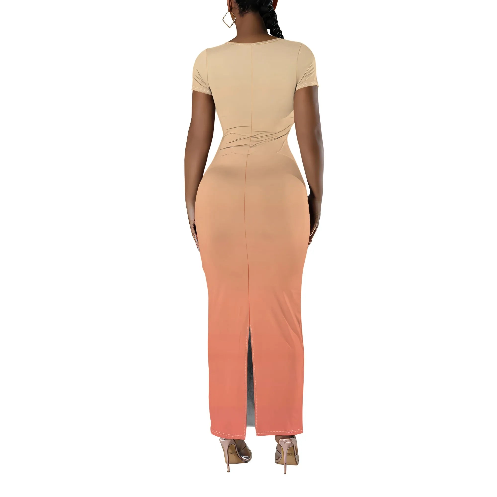 Women's Summer Short Sleeves Sexy Bodycon Tank Dresses Scoop Neck Elegant Casual Slim Fit Maxi Sundress Party Club