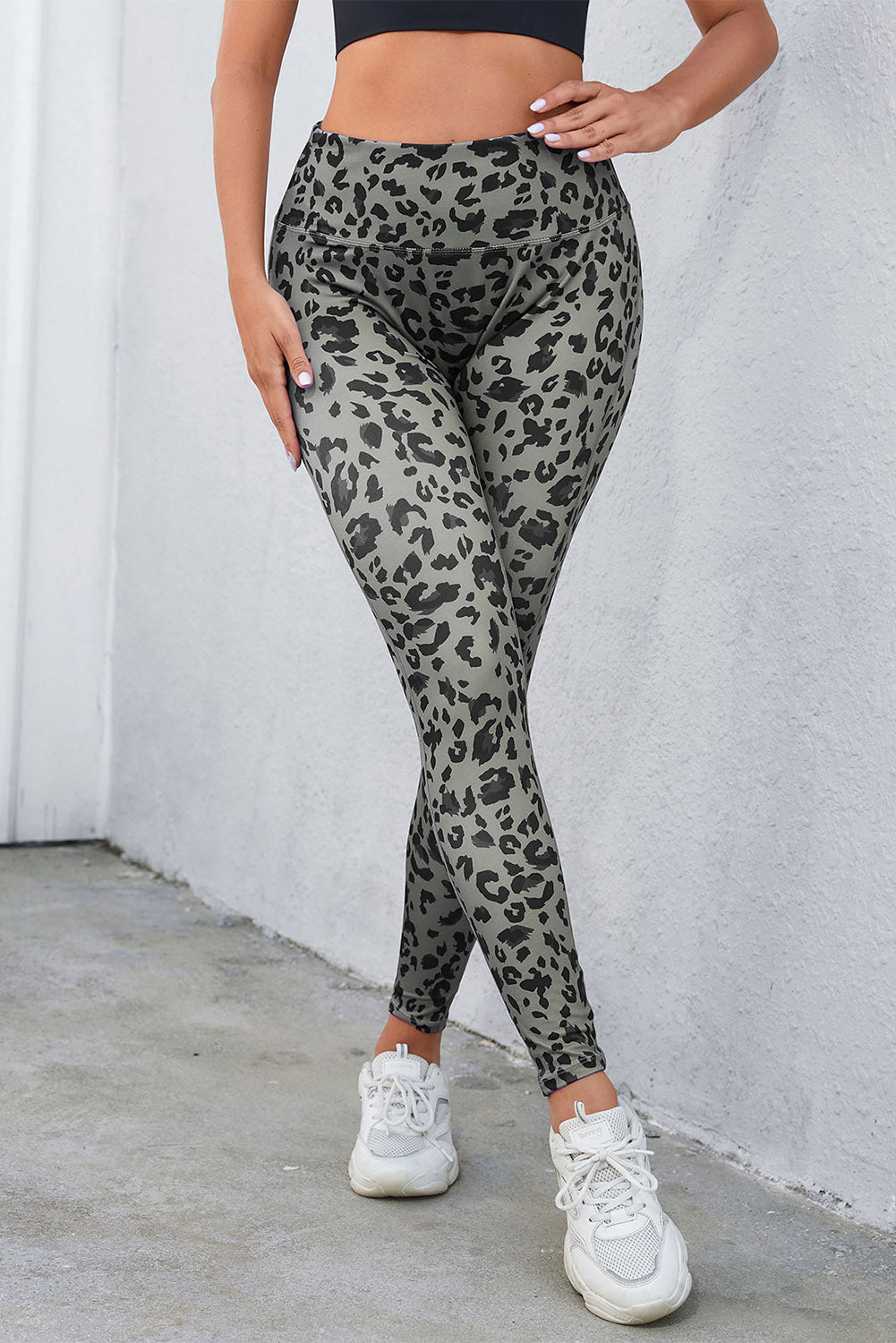 Green Classic Leopard Print Active Leggings