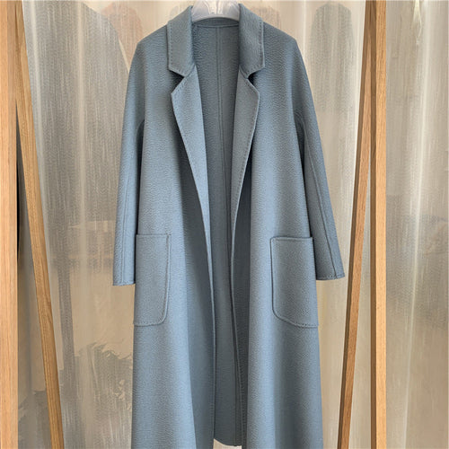 Water Ripple Cashmere Women's Long Reversible Coat – Luxury &