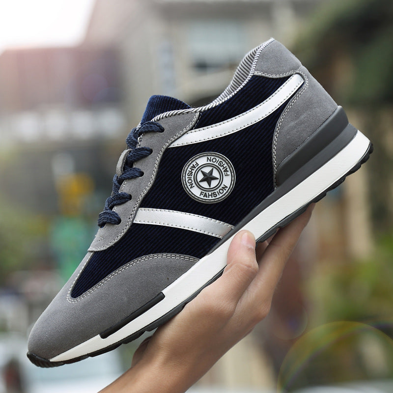Men's Sports Casual Shoes Korean Style Men's Shoes Hidden Internal Height Increase 8CM Suede Vintage Running Shoes Men