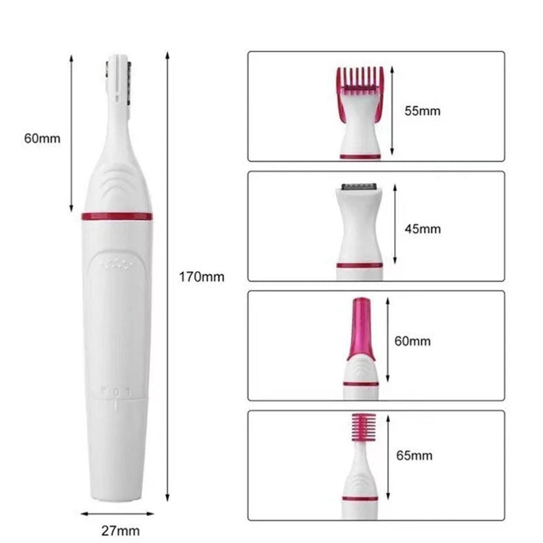 Tondeuse à sourcils électrique multifonctionnelle 5 en 1 pour femmes, appareil d'épilation portable pour les voyages, rasoir corporel complet