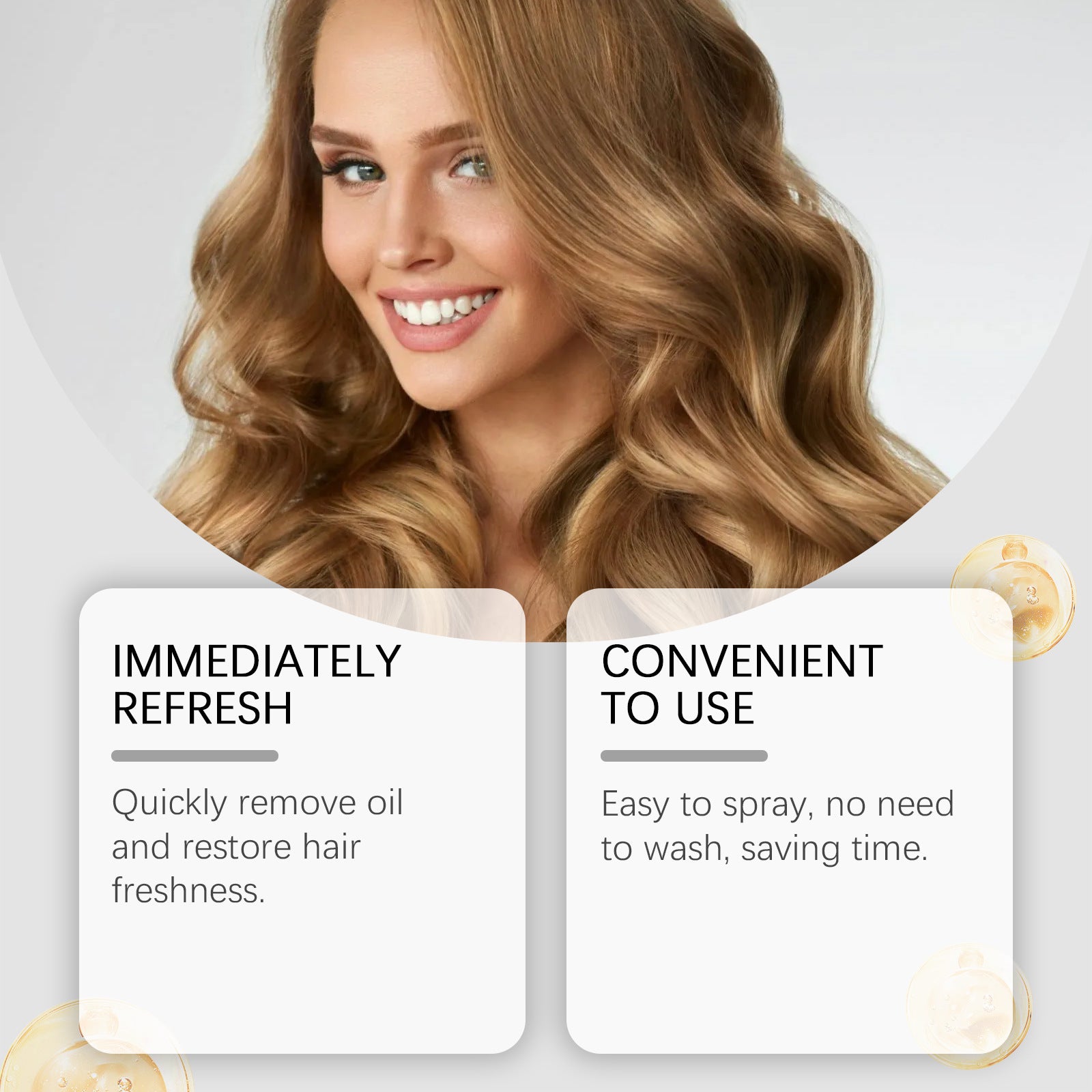 Shampoing sec sans rinçage HOEGOA pour un nettoyage facile des cheveux, un contrôle du sébum et une sensation de fraîcheur et de volume. 