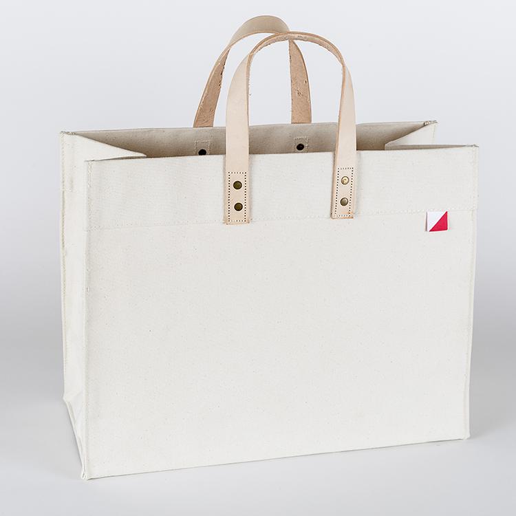 Box Tote Bag Canvas and Leather