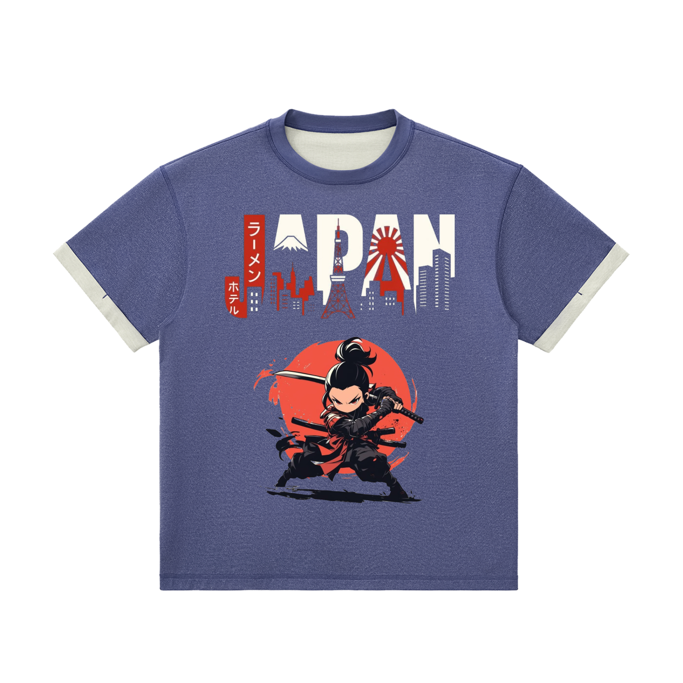 Contrast Cuff Cuffed T-Shirt