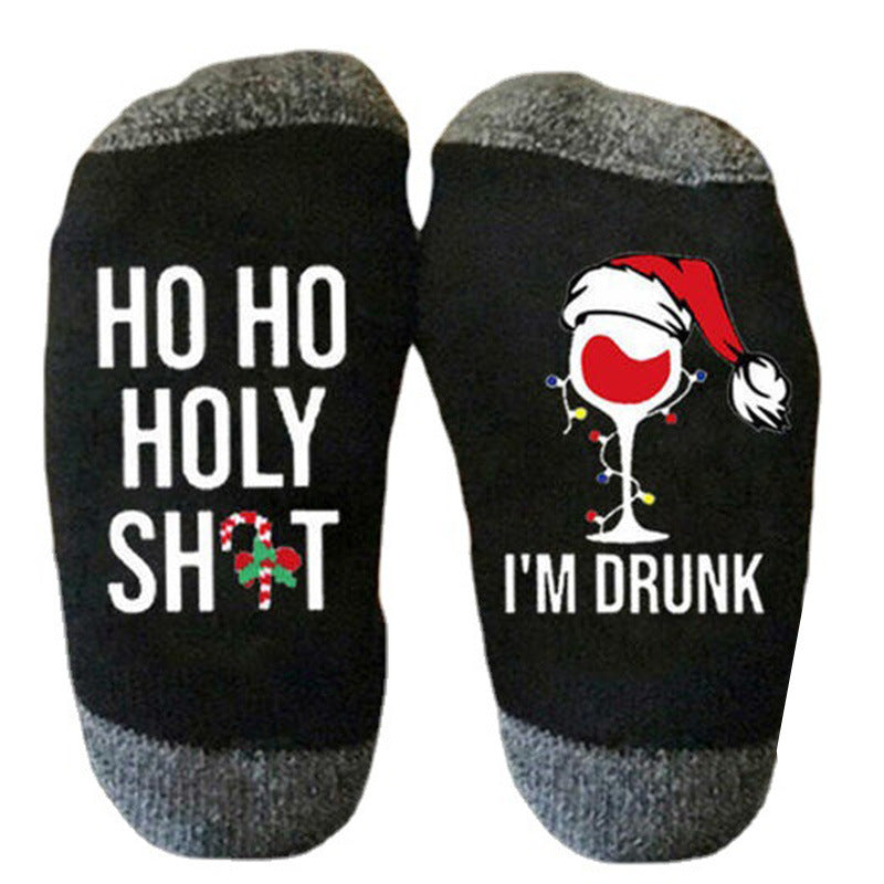 Medium Hose Men's New Fashion Trend Letter Cotton Socks Lovers Socks Christmas Socks