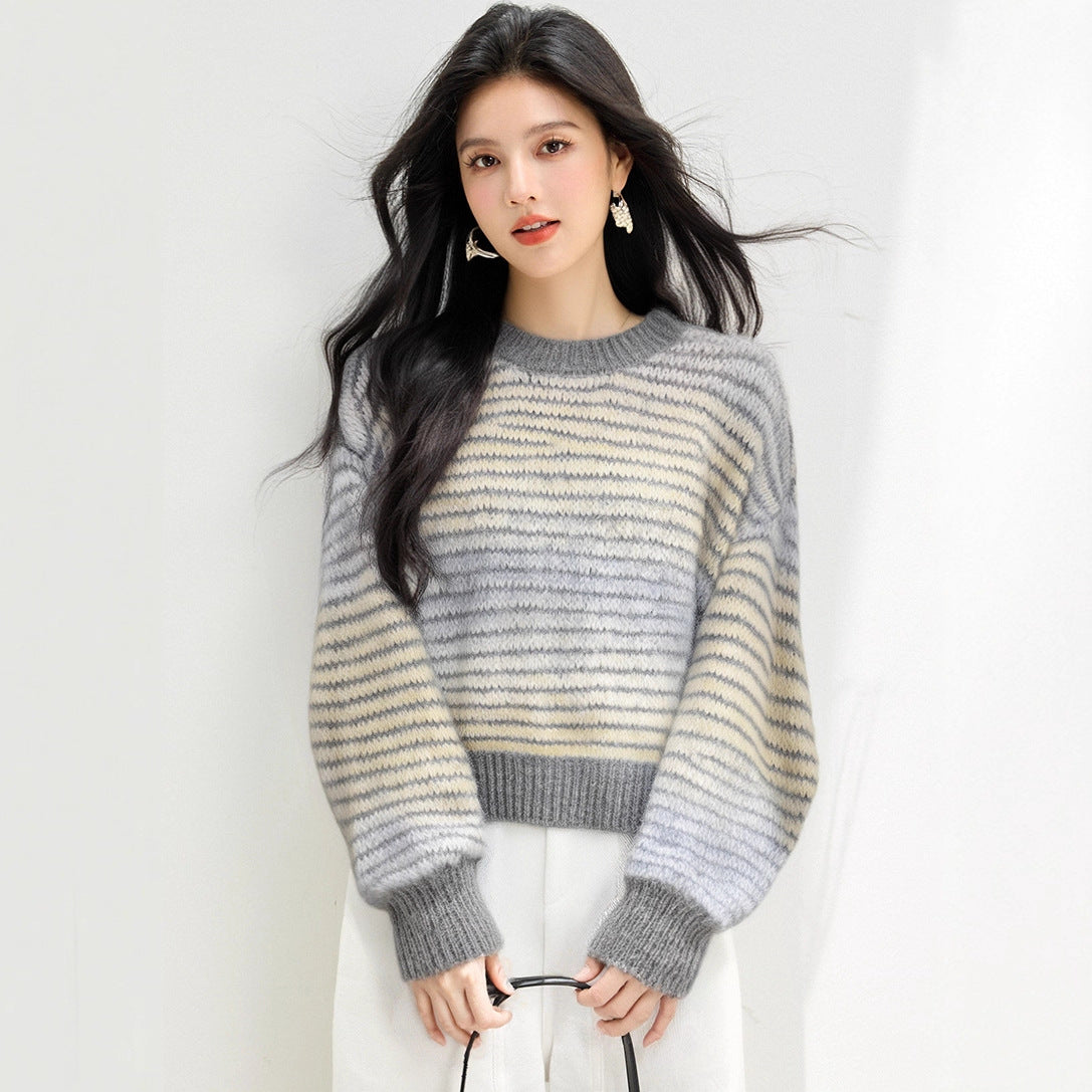 Lazy Knit Sweater Top for Women, Early Autumn and Winter, Short Length, High-End Inner Layer, Casual Style