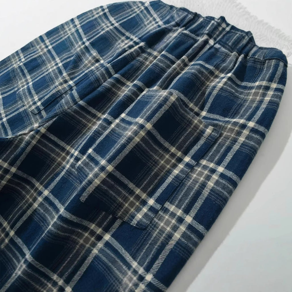 Low waisted plaid pants for women