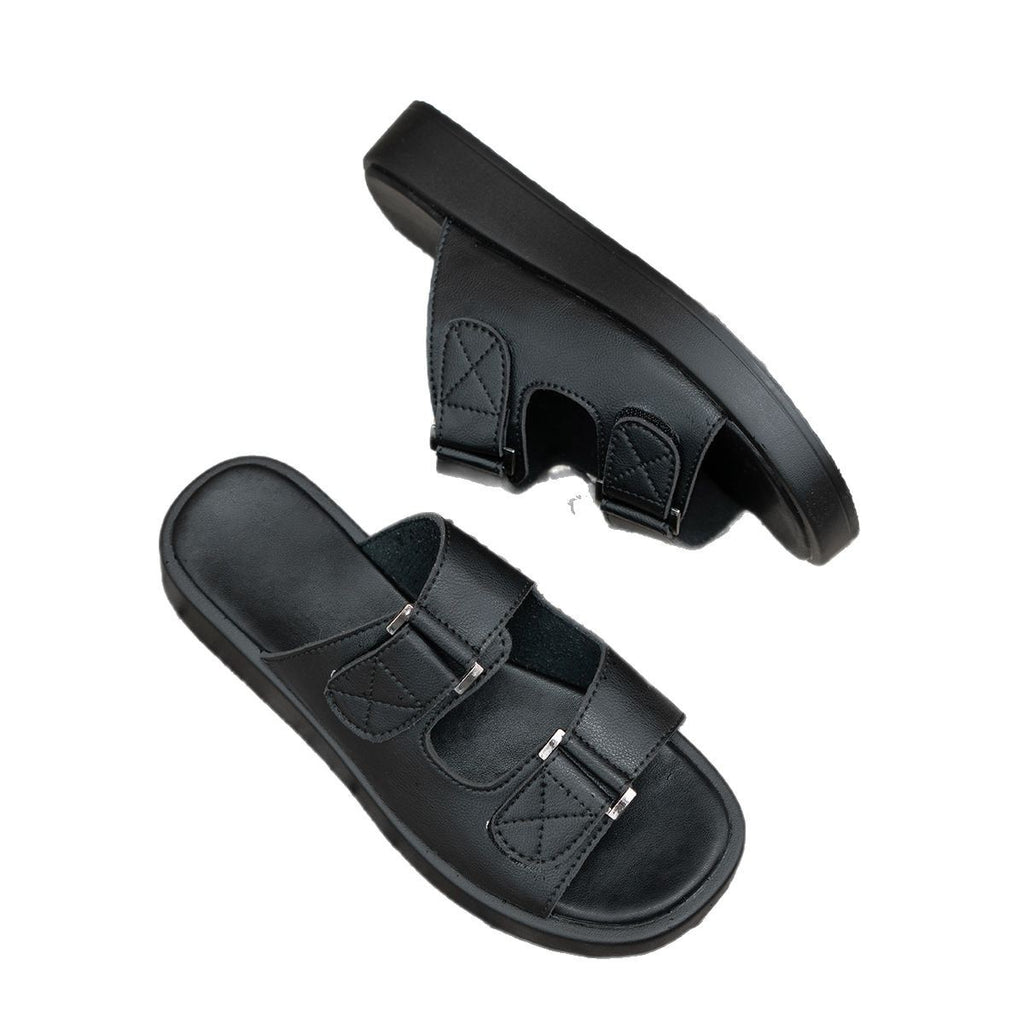 Thick bottomed flat and casual one line drag Velcro beach cooldown