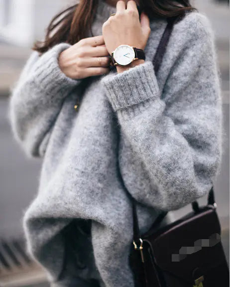 Loose-Fit Round Neck Knit Sweater for Women