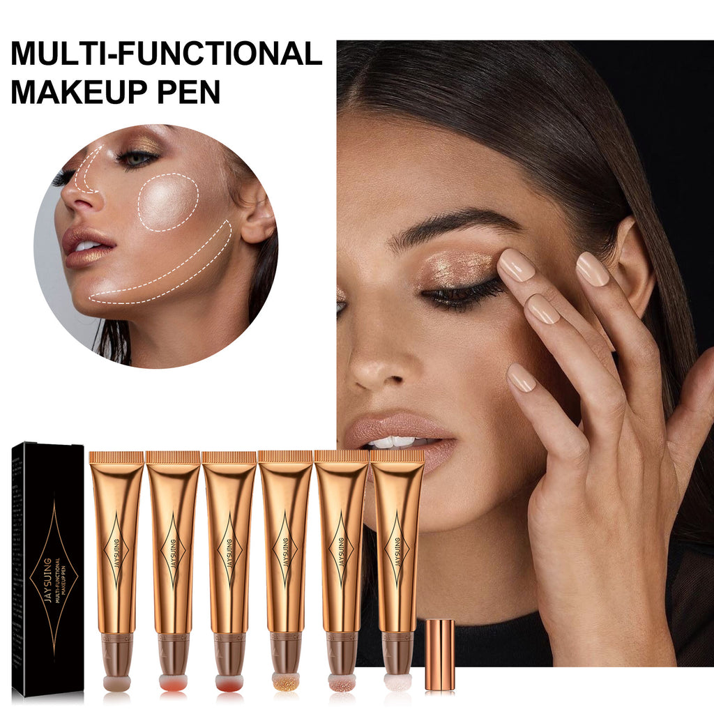 Jaysuing Multi-Functional Makeup Pen, Solid Liquid Contour Facial Blush Contour Highlighter Stick