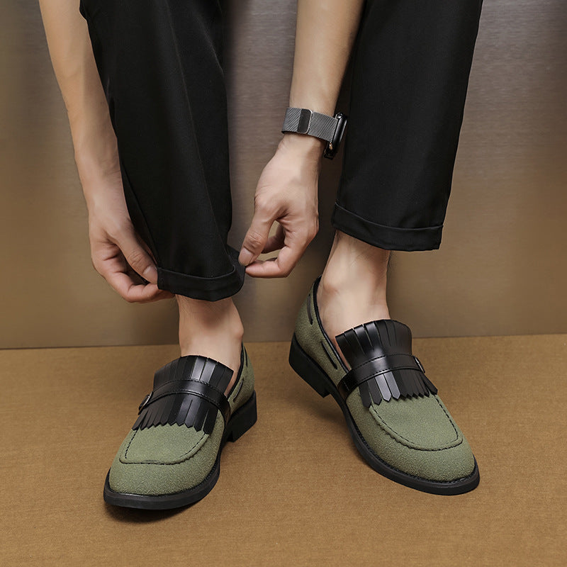 Zapatos formales de cuero para hombre, zapatos casuales de suela blanda, estilo británico, zapatos de un solo pie.