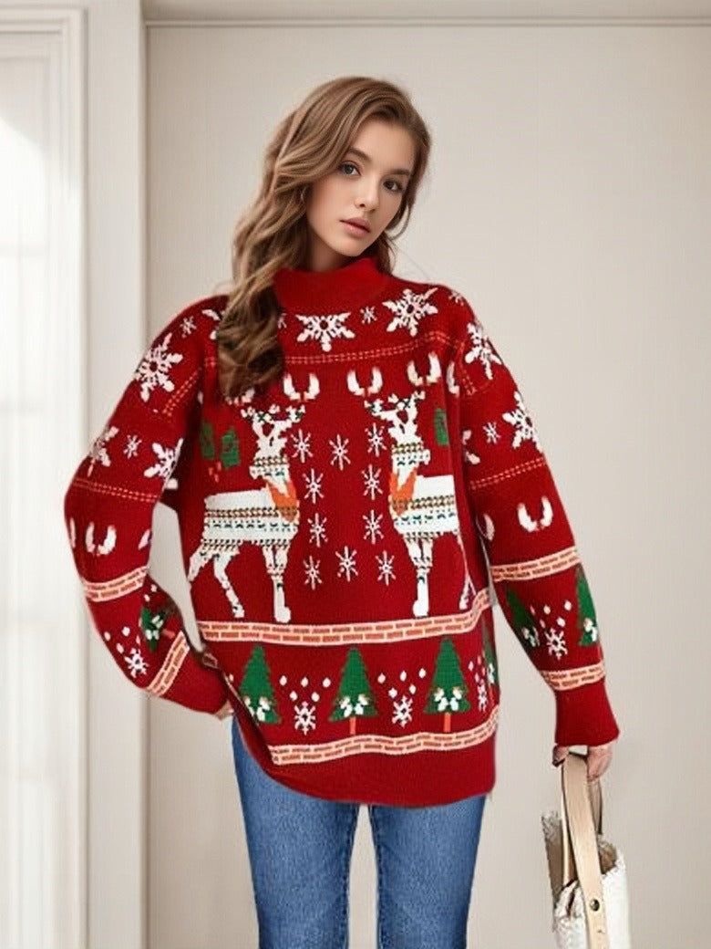 Christmas Sweater Autumn/Winter Double Elk Christmas Knitted Sweater