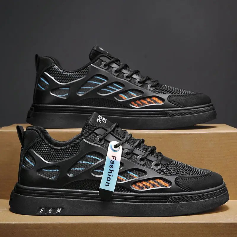 Breathable mesh shoes men's small white shoes thick soled sports and leisure board shoes