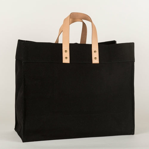 Box Tote Bag Canvas and Leather