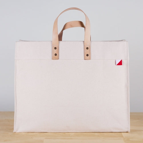 Box Tote Bag Canvas and Leather