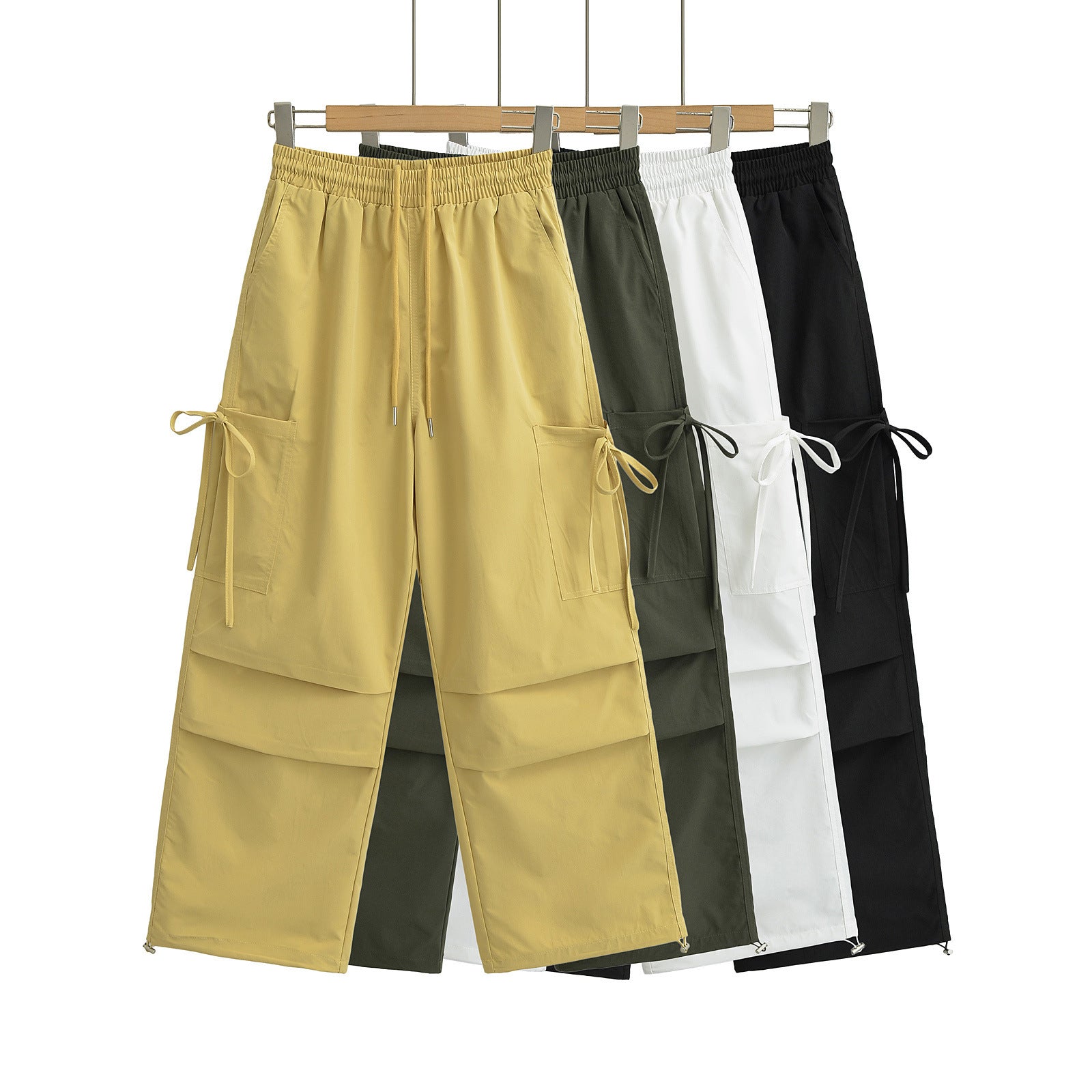 Pinch pleated drawstring work pants