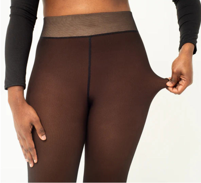 One line genuine skin penetrating leggings with plush insulation for women