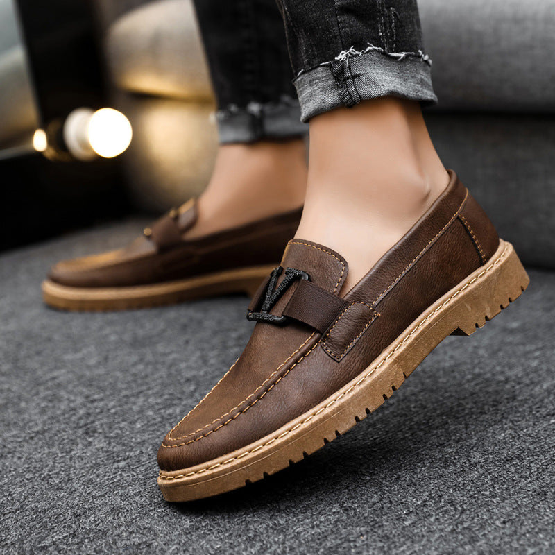 Zapatos de verano de estilo británico para hombre, zapatos casuales versátiles para hombre, zapatos formales de cuero negro para negocios, zapatos de trabajo de moda.
