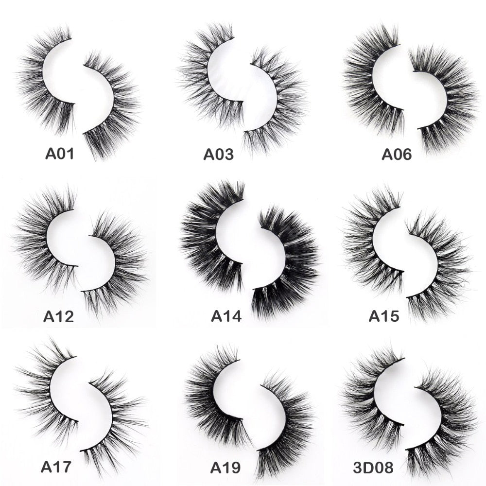 Faux cils 3D en vison, cils croisés en vison, cils en bande complète faits main, 34 styles, cils naturels