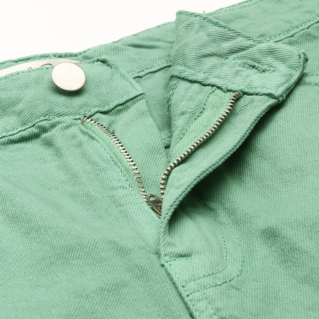 Green Basic Upturn Hem Shorts