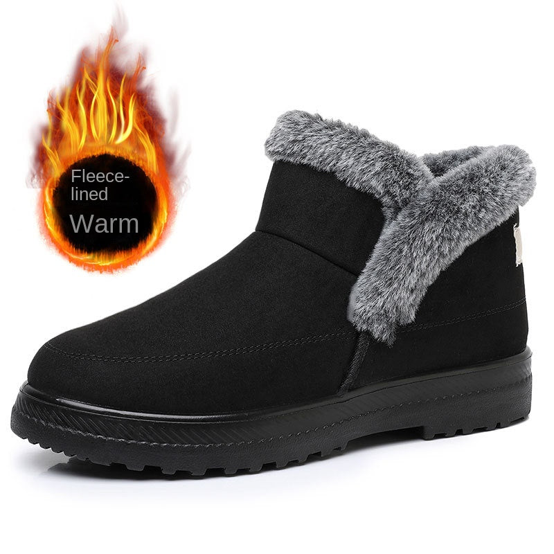 Winter Women's Plus Size Cotton Boots with Fleece Lining and Thickening for Outdoor Leisure Snow Boots Mid-Calf Cotton Shoes