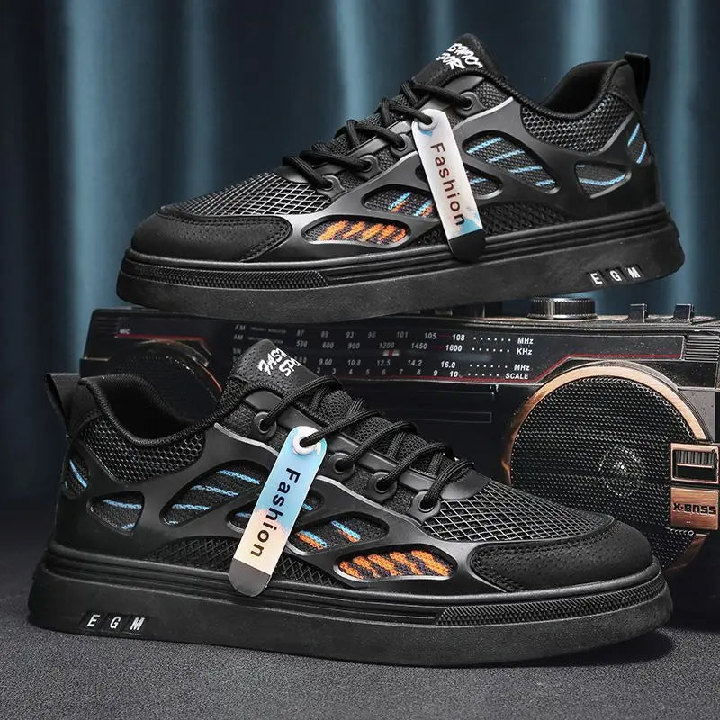 Breathable mesh shoes men's small white shoes thick soled sports and leisure board shoes