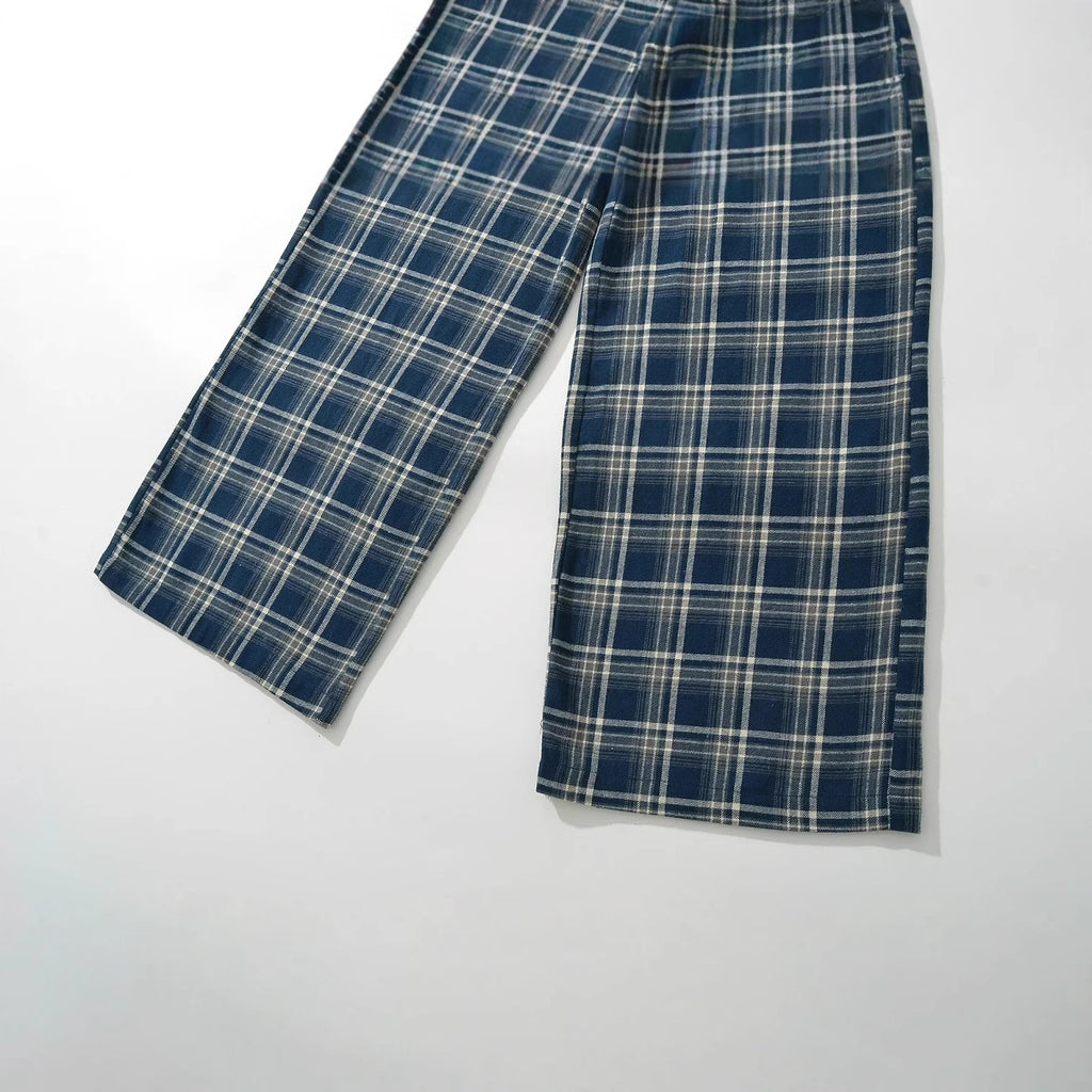 Low waisted plaid pants for women