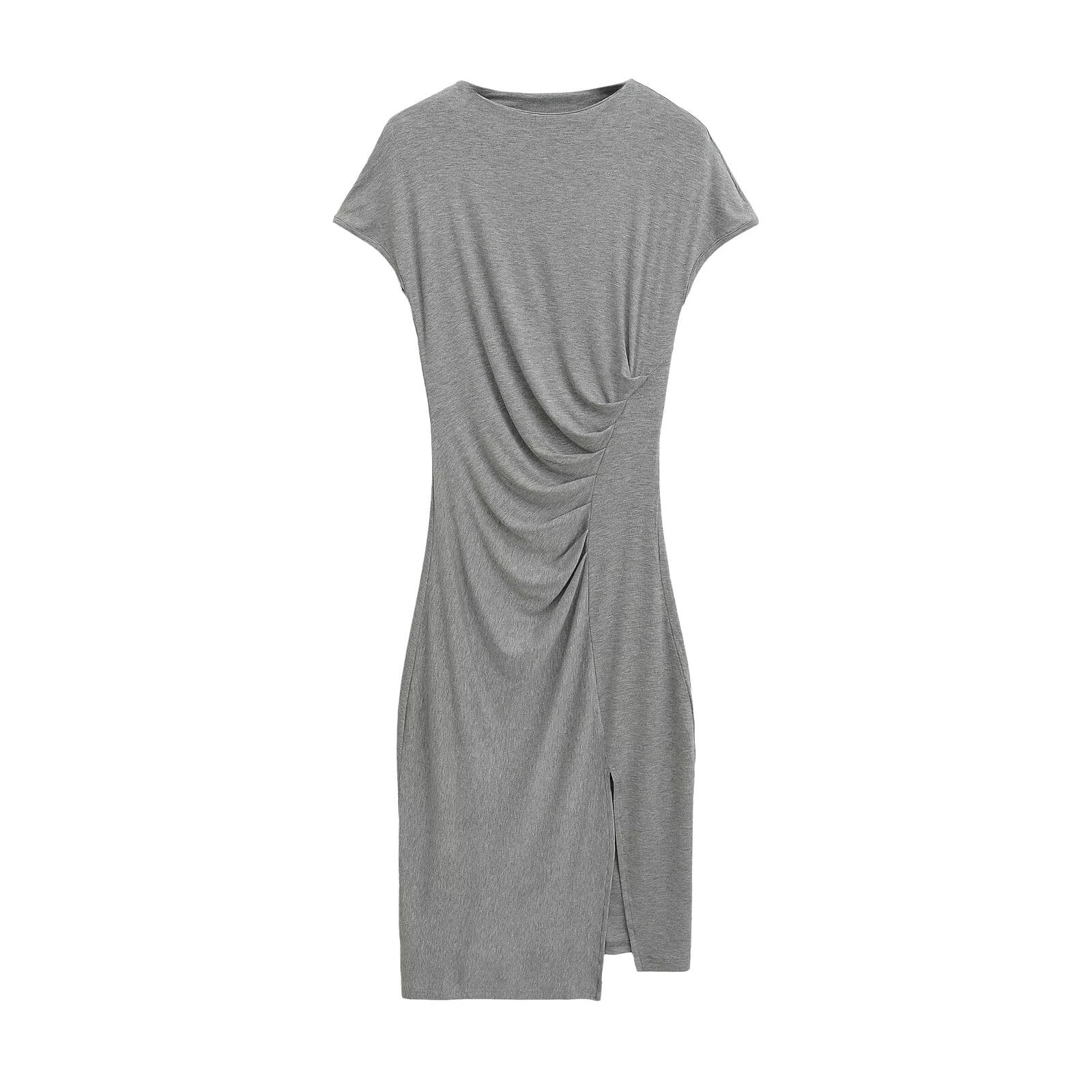 Irregular diagonal splicing pleated side slit women's long skirt