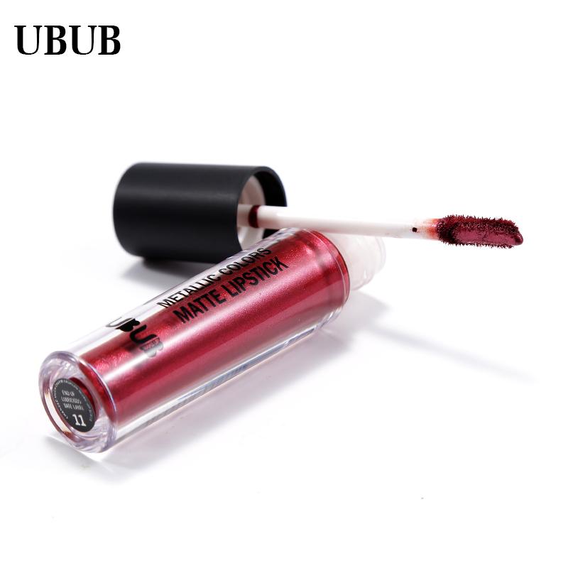 UBUB 12 Couleurs Gloss Métallique Pailleté Rouge à Lèvres Mat Waterproof Rouge à Lèvres Liquide Hydratant Maquillage Cosmétique