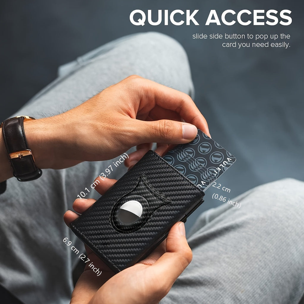 Men's Carbon Fiber Magnetic Card Clip PU Leather RFID Bank Card Bag Large Capacity Card Clip