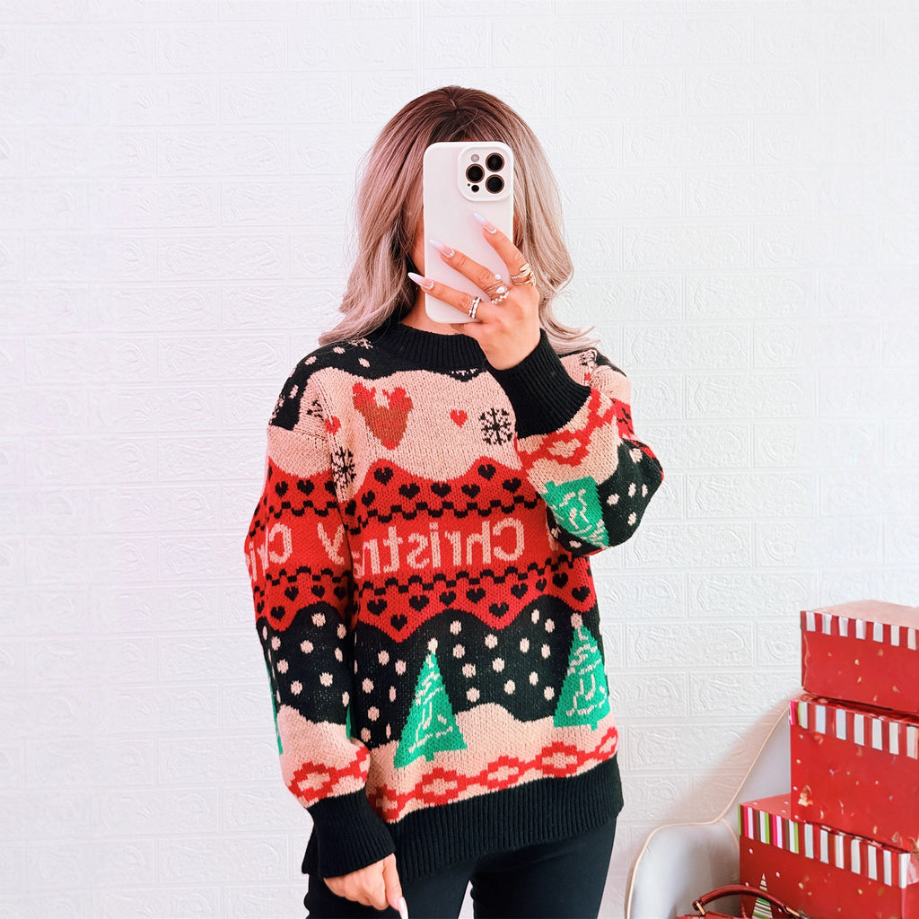 Christmas Knitwear Casual Loose Round Neck Sweater