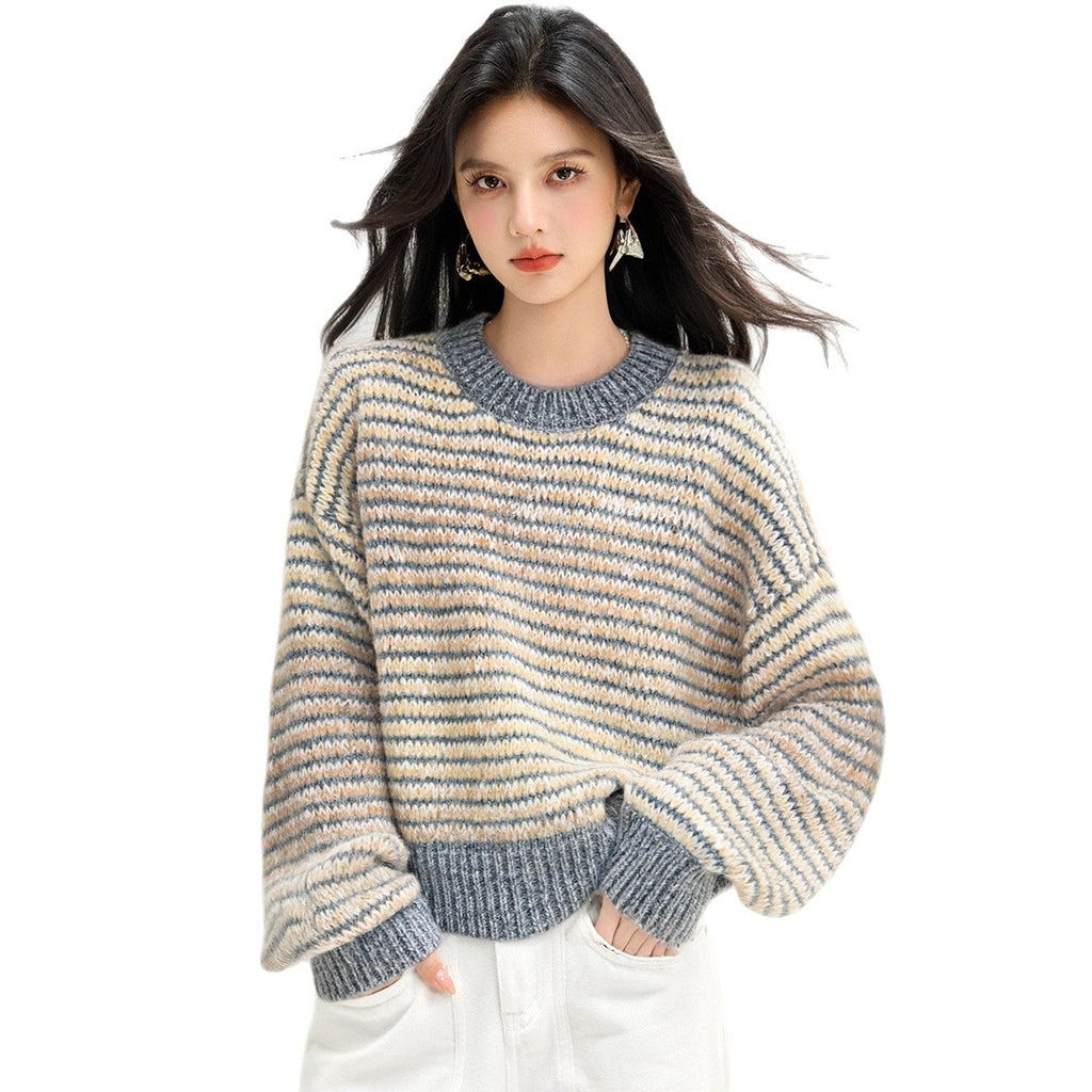Lazy Knit Sweater Top for Women, Early Autumn and Winter, Short Length, High-End Inner Layer, Casual Style