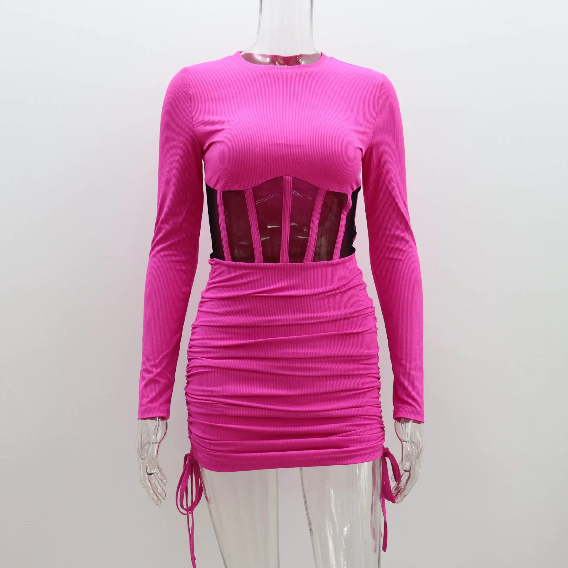 Women's Mesh Dress with Hollow Waist Design