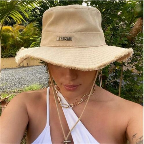 Summer Luxury Women Cotton Hat Big Caps Khaki