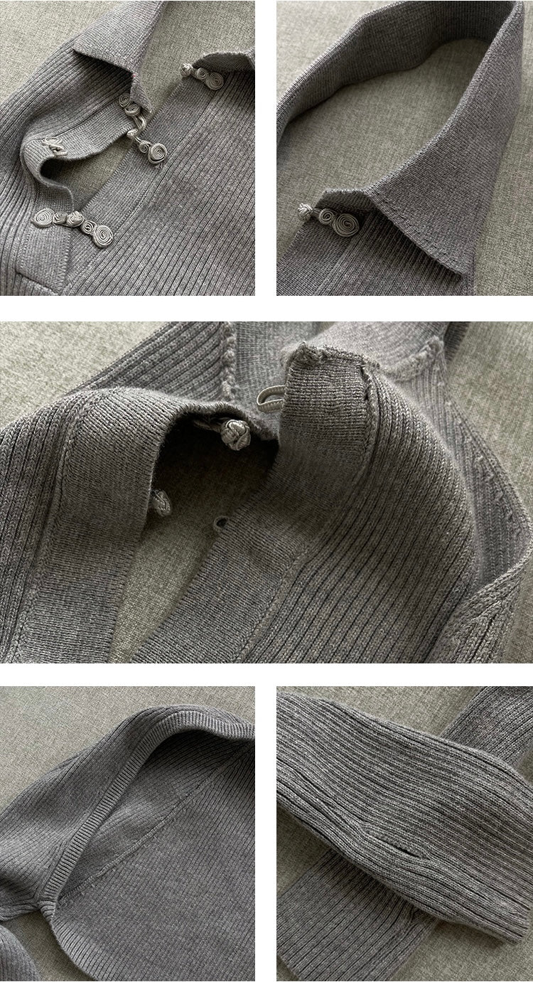 Mandarin Knit Dress and Cardigan Set