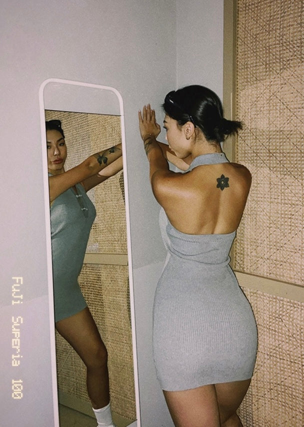 Mandarin Knit Dress and Cardigan Set