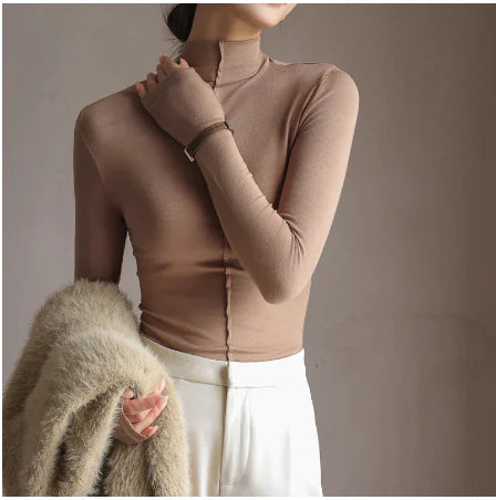 Amii Women's Turtleneck Knit Sweater - Long Sleeve Top