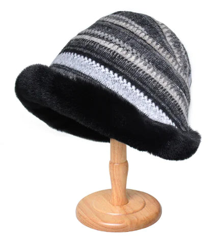 Houndstooth Ethnic Style Thickened Bucket Hat
