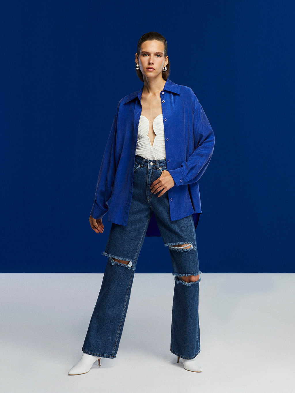 Jean déchiré taille haute