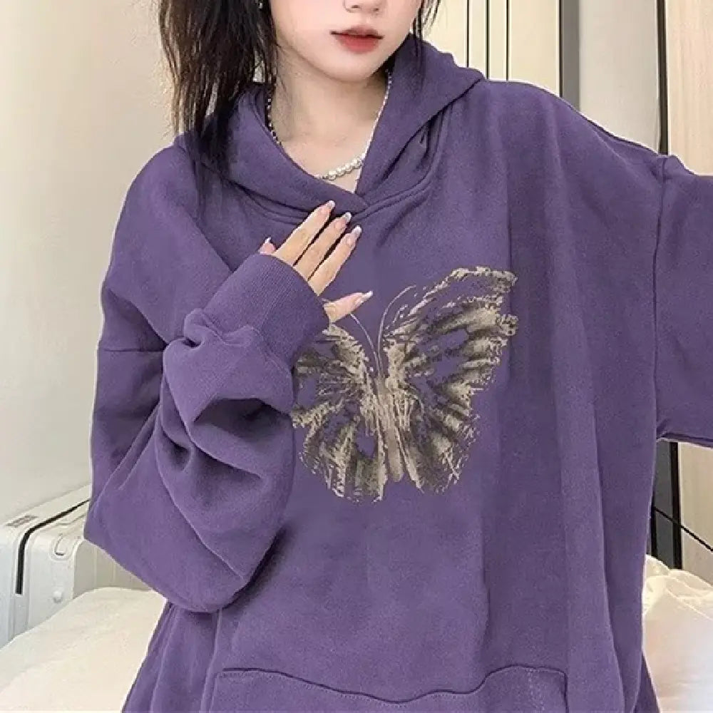 Women's Purple Hooded Cotton Sweater - Slim Fit Fashion