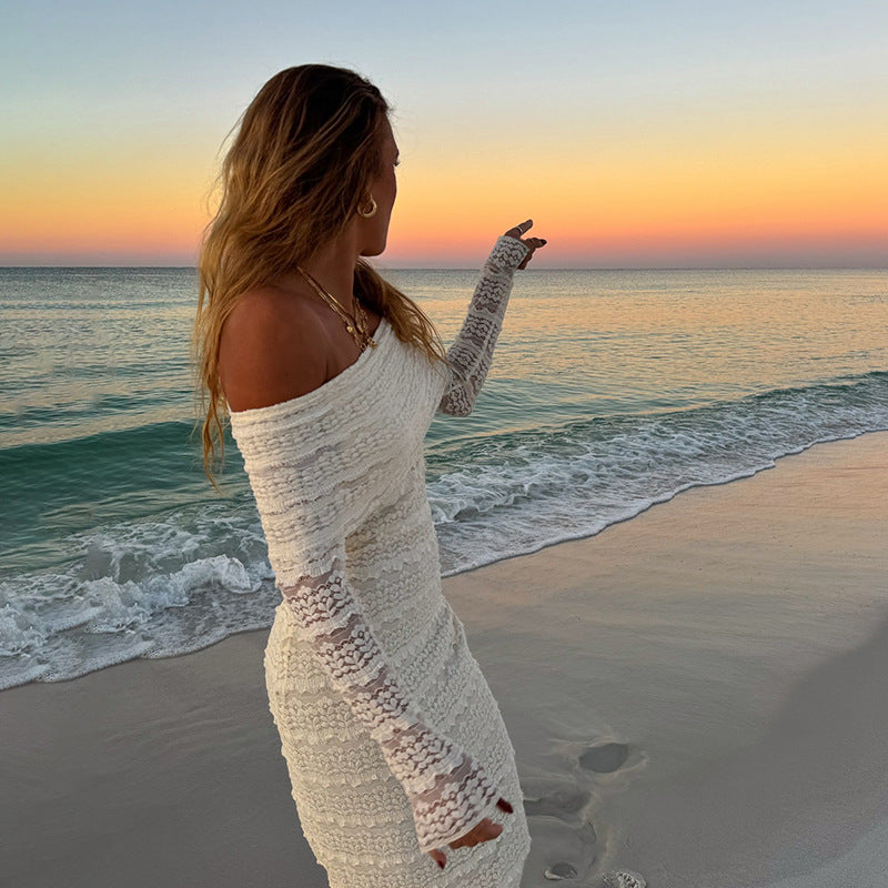 25 Edition – Elegant Off-Shoulder Lace Maxi Dress (Socialite Style)