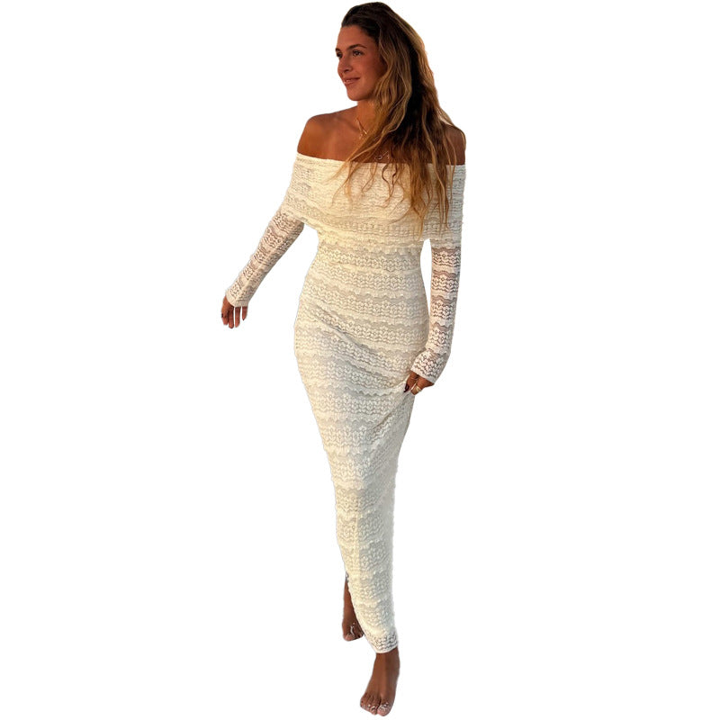 25 Edition – Elegant Off-Shoulder Lace Maxi Dress (Socialite Style)