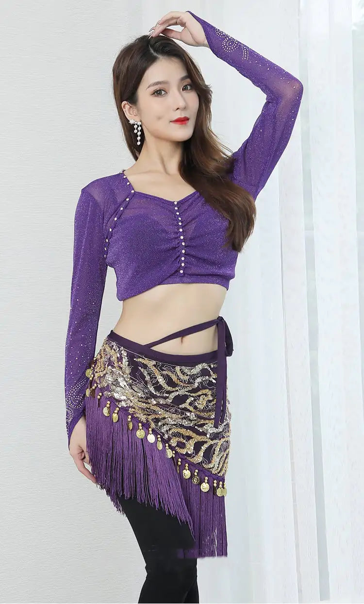 Sequin Lace-up Performance Waist Scarf for Women