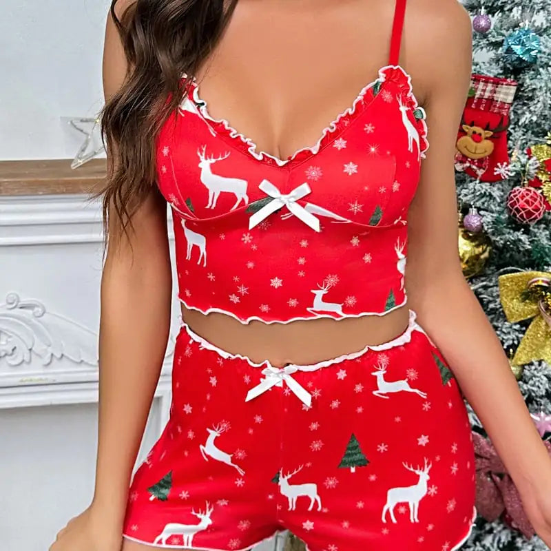 See-through Christmas Nightdress with Suit Split