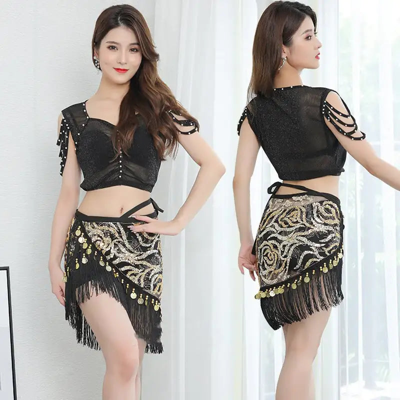 Sequin Lace-up Performance Waist Scarf for Women