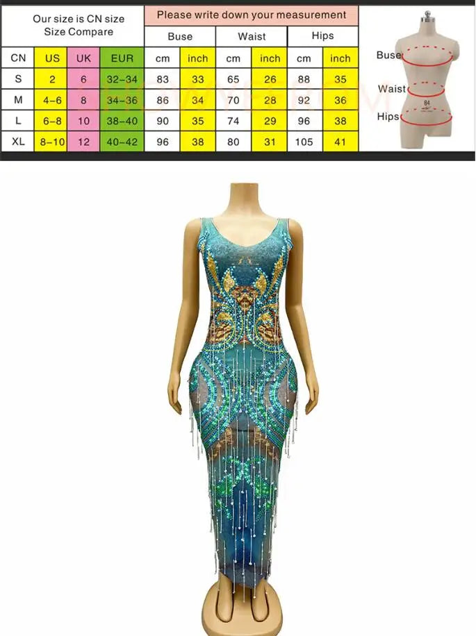 Robe 2025 bleu-vert blanc, style tempérament, décolleté plongeant en V et fente arrière, idéale pour les bars, les boîtes de nuit, les spectacles de danse et les soirées de dédicaces. 