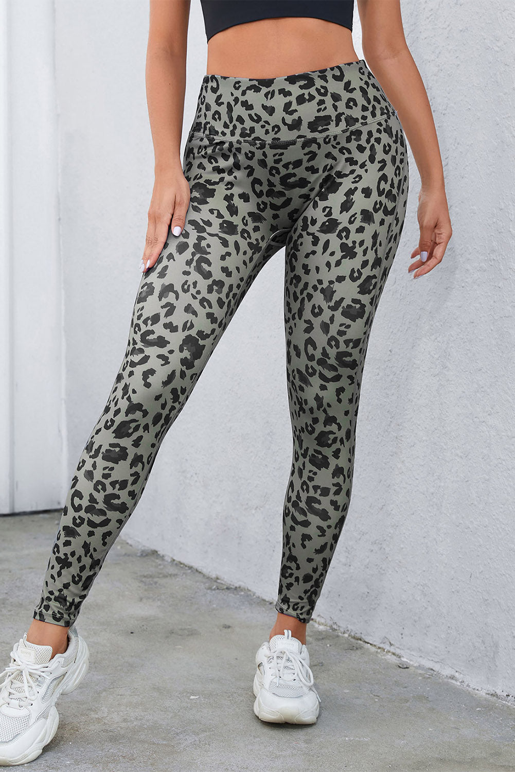 Green Classic Leopard Print Active Leggings