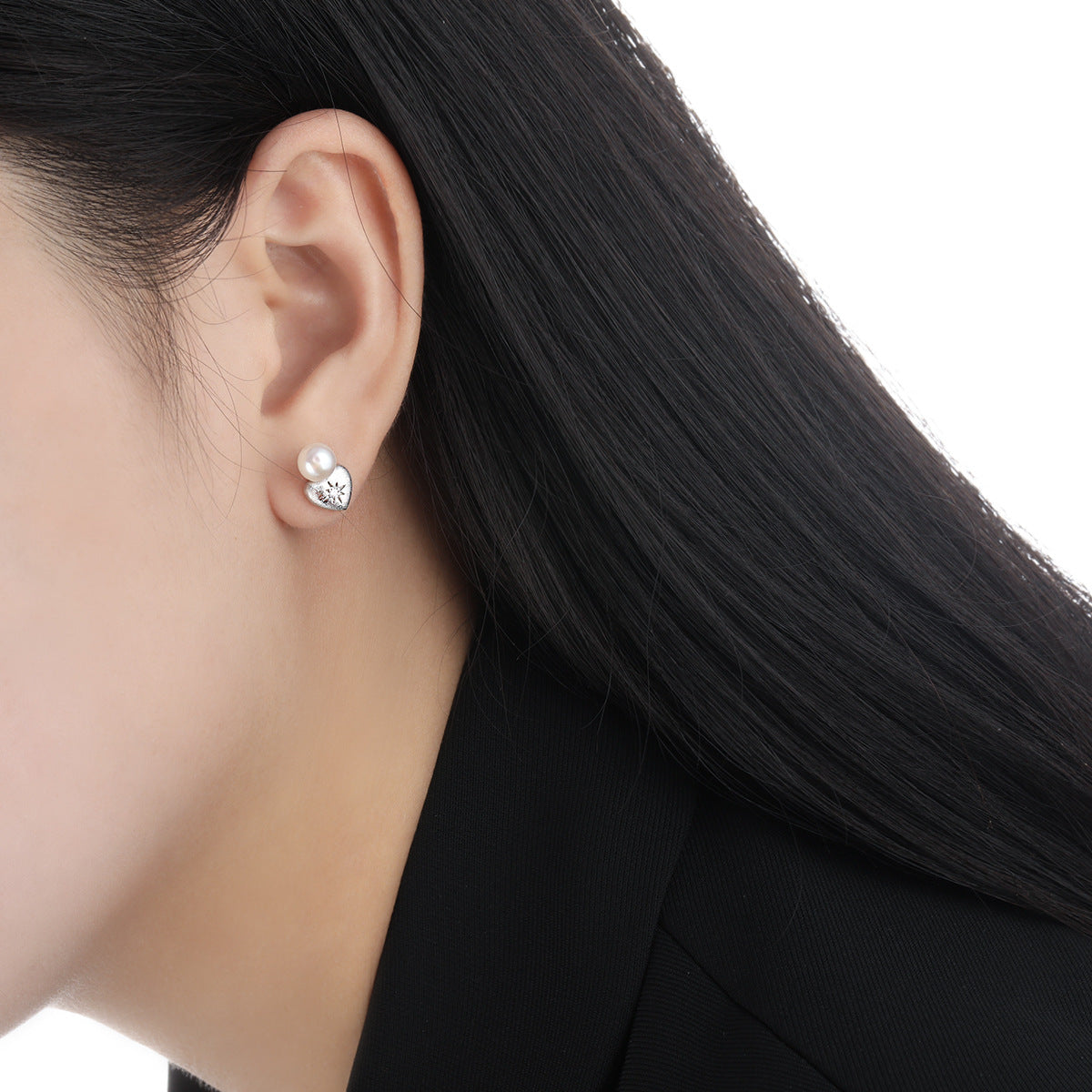 Bridesmaid Shell Pearls Star Heart 925 Sterling Silver Stud Earrings