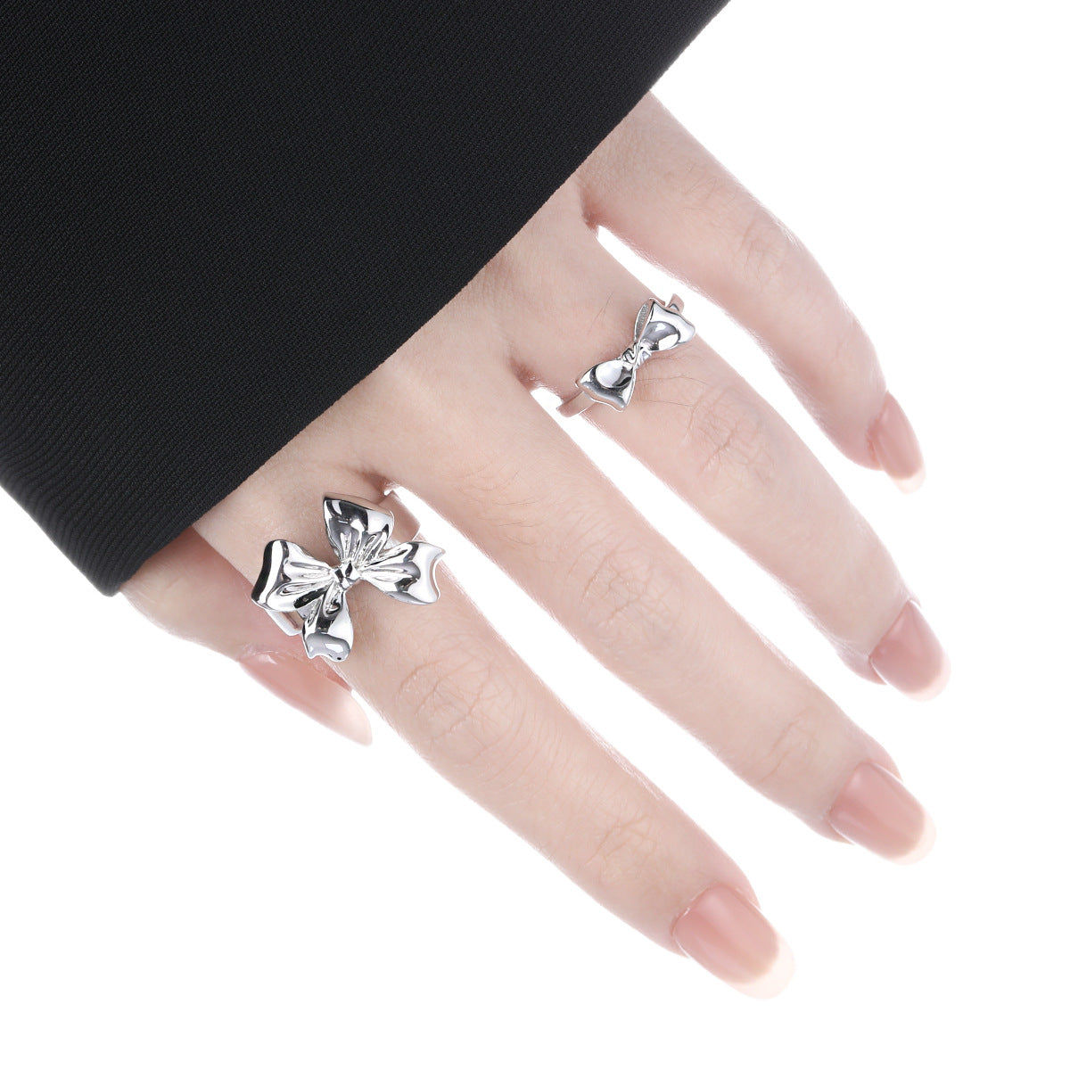 Girl Sweet Beautiful Bow-Knot 925 Sterling Silver Adjustable Ring