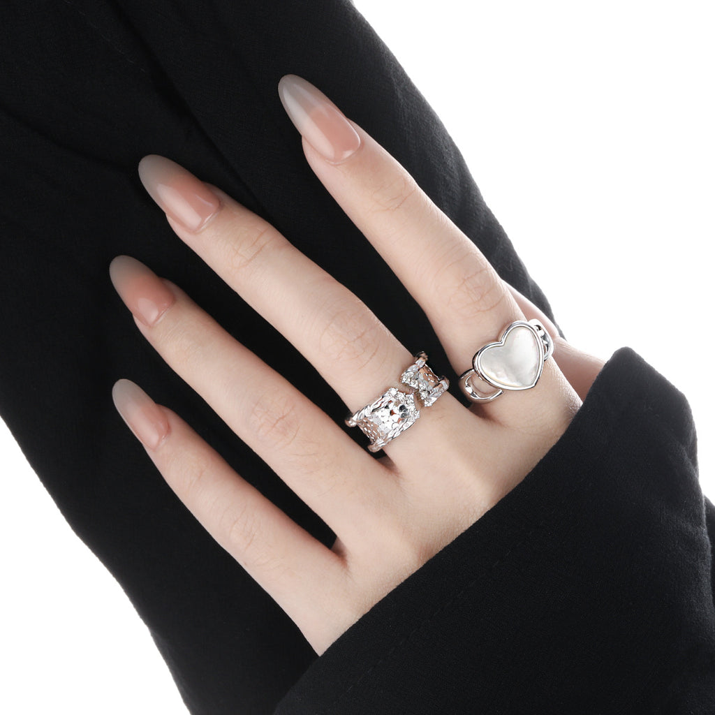 Modern Scale Pattern Irregular Border 925 Sterling Silver Wide Adjustable Ring